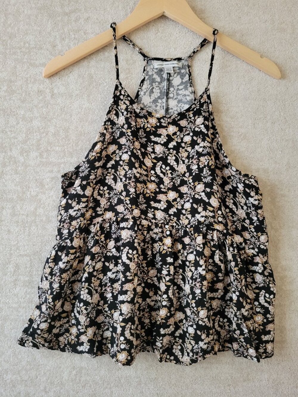 American Eagle Outfitters Ditsy Floral Babydoll Halter Tank Top Medium Cutecore